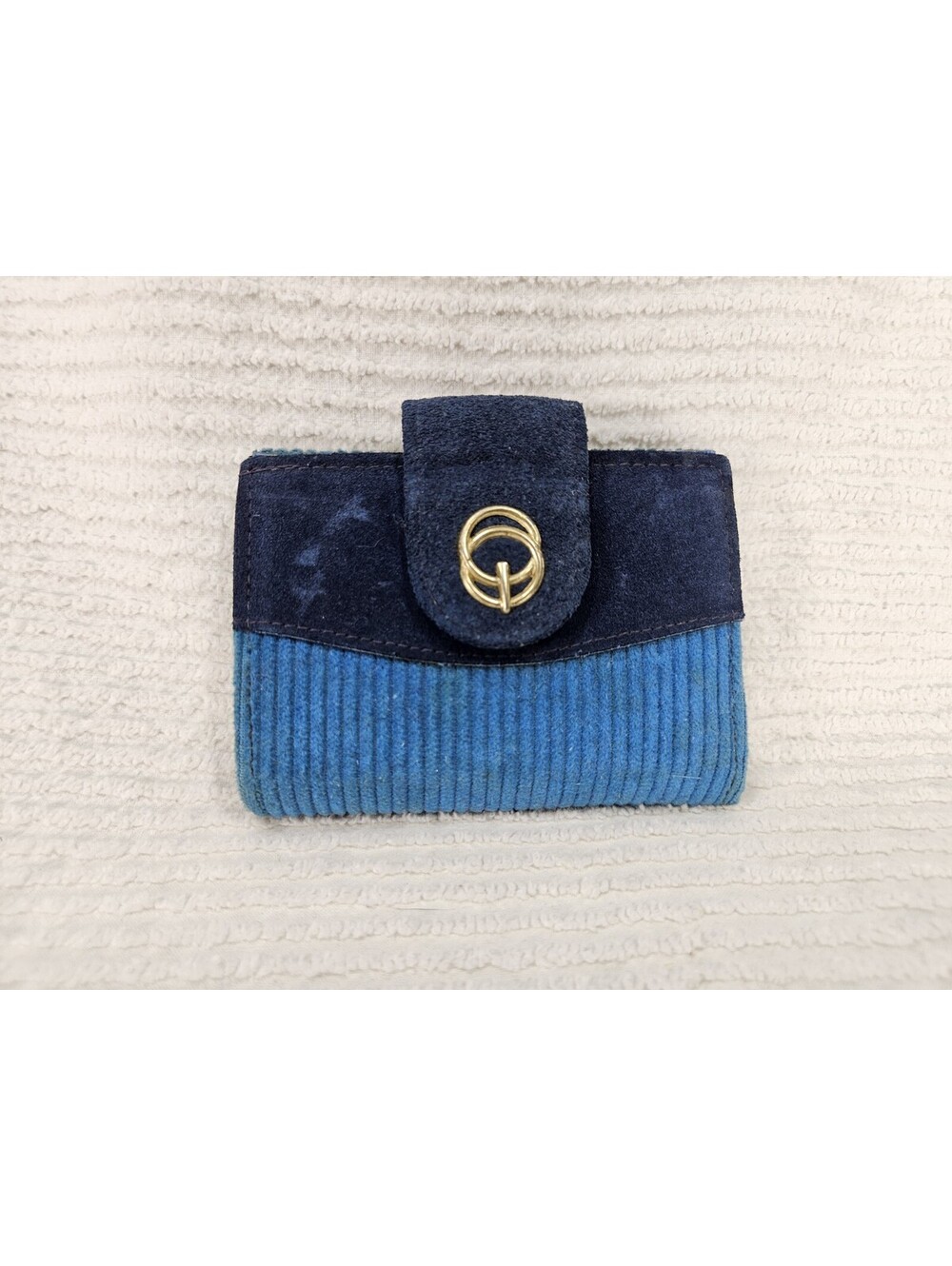 NWT Vintage 1970s Wallet Blue Corduroy Fold Over Light Blue Womens Retro Vegan